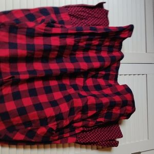 J. Crew Mercantile Red and Navy Plaid Flannel Blouse